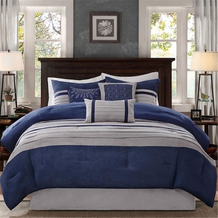 Madison Park Palmer 7 Piece Comforter Set, Blue - King, 7PK MP10-2264